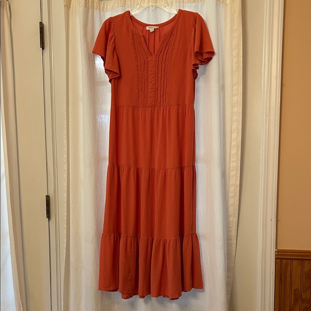 Beach Lunch Lounge Orange Midi Dress, med